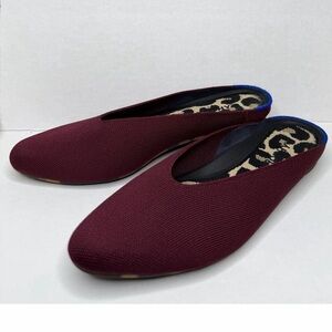 Rothy's Burgundy Slip-On Mules with Blue Trim